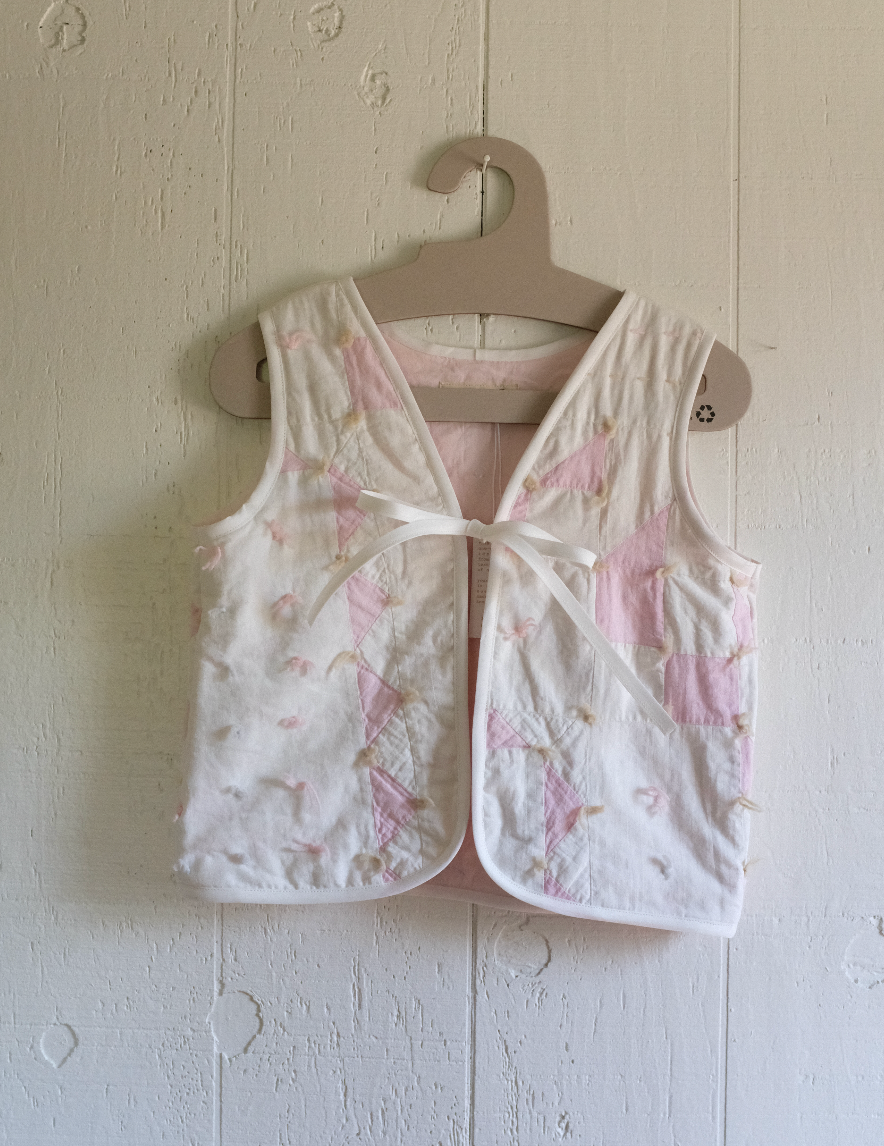 Quilt Vest - Pink Triangles S