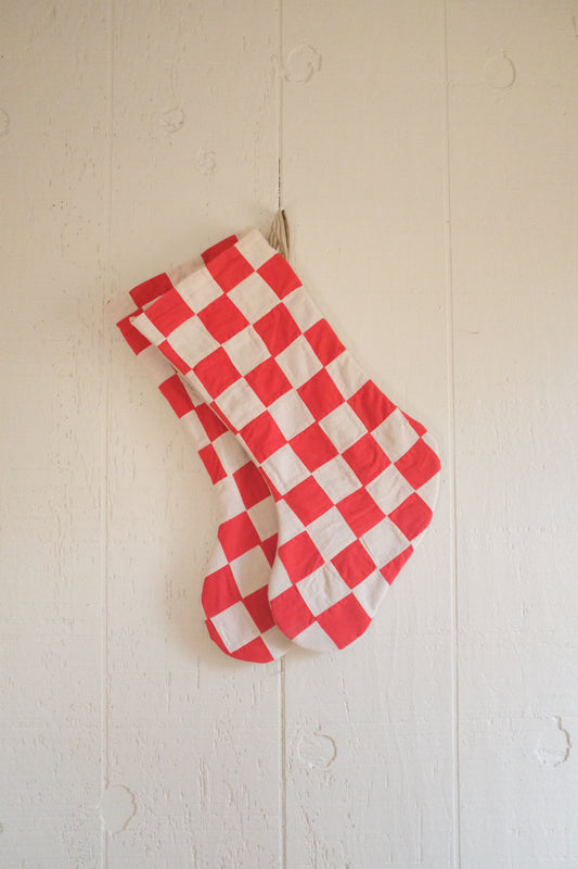 Quilt Stockings - Red + White Checkers
