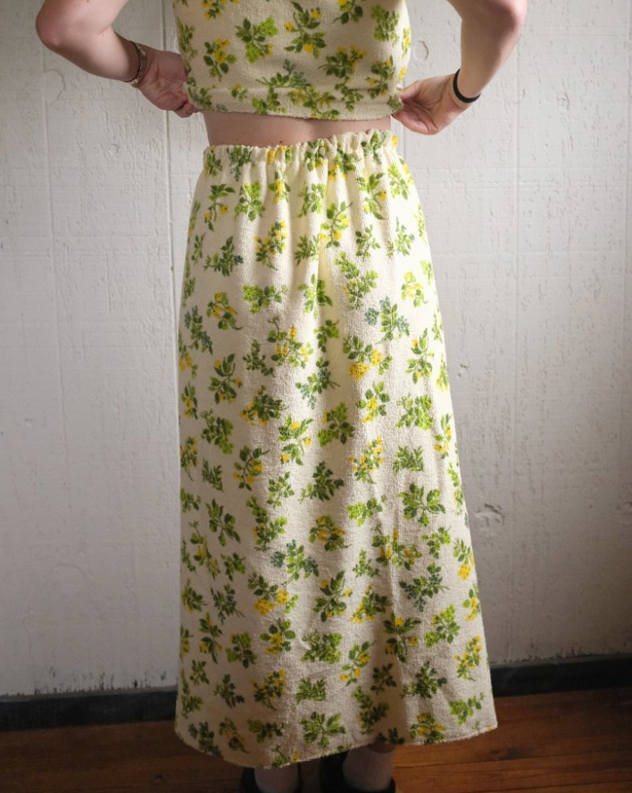 Terry Maxi Skirt - Green + Yellow