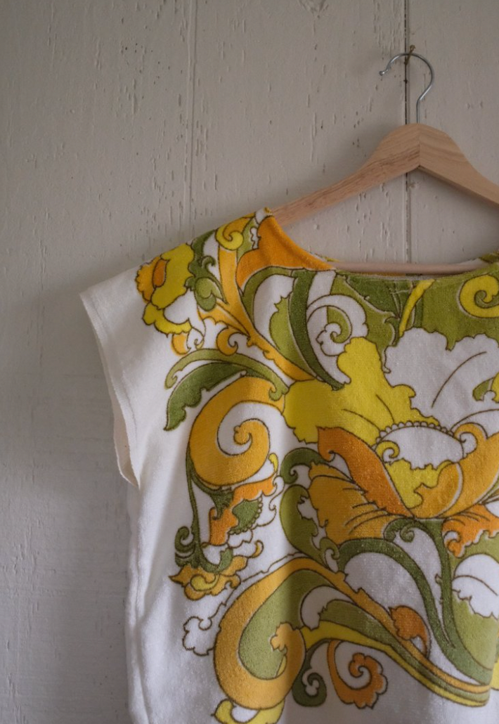 Yellow + Green 70s Floral Top