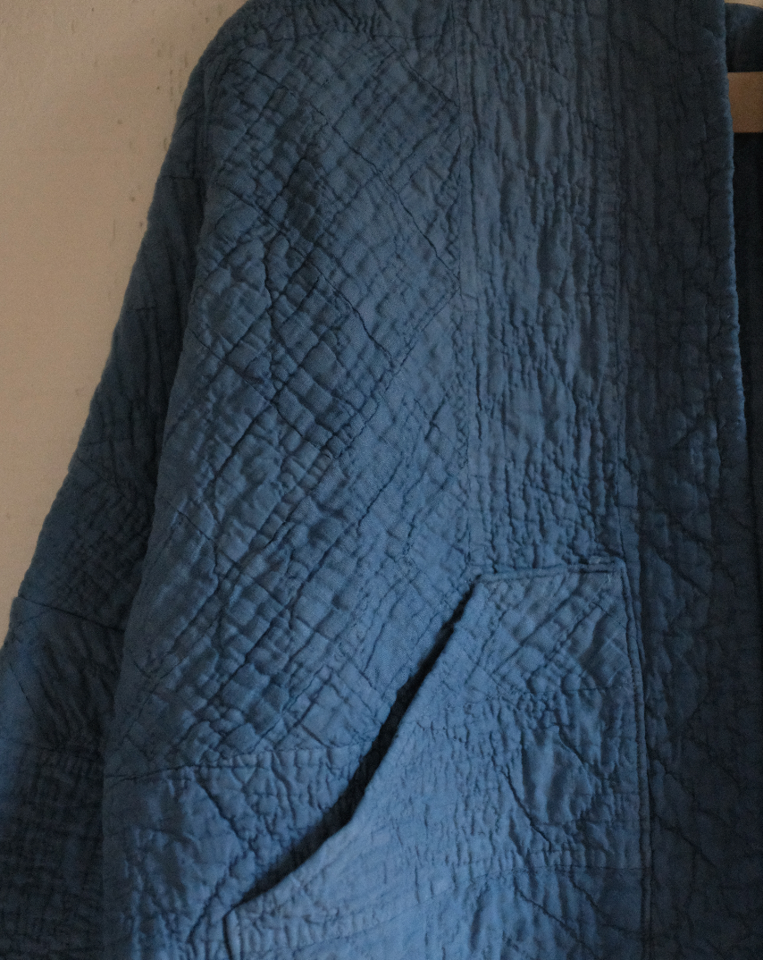 Quilt Coat - Indigo Dyed S/M Crop