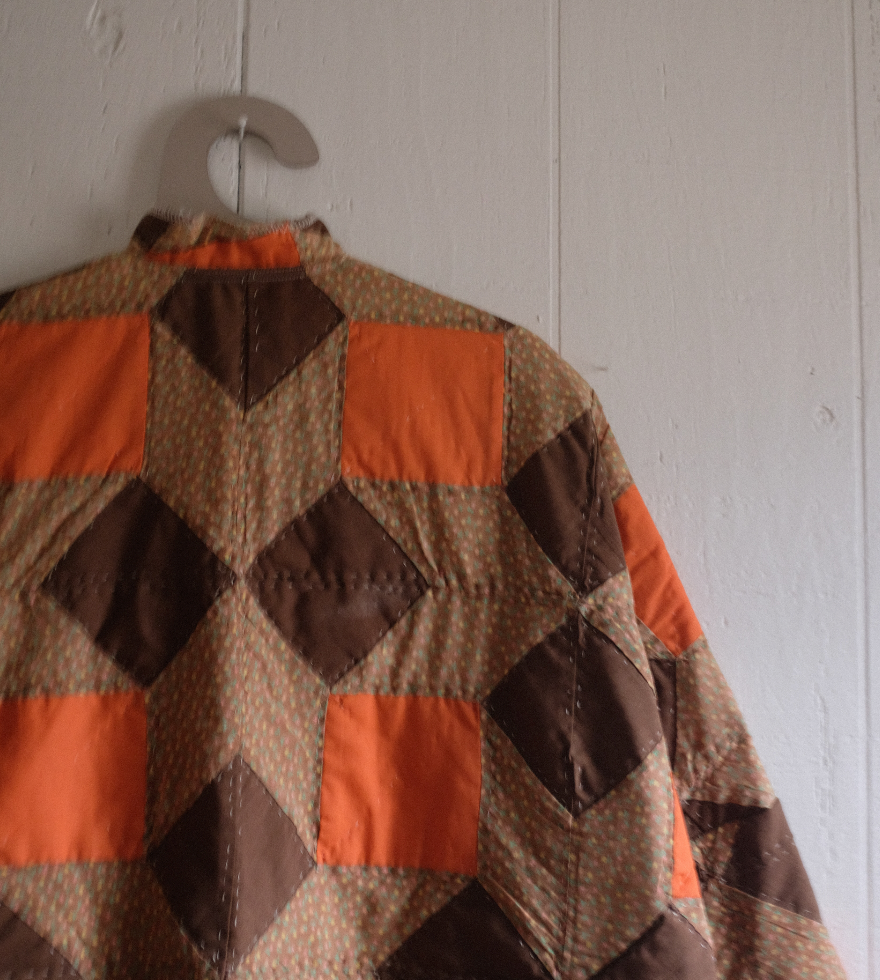 Quilt Coat - Orange + Brown