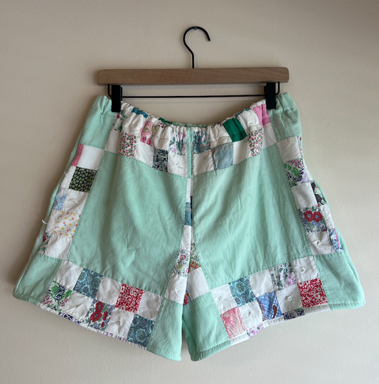 Quilt Shorts - Mint Checkerboard