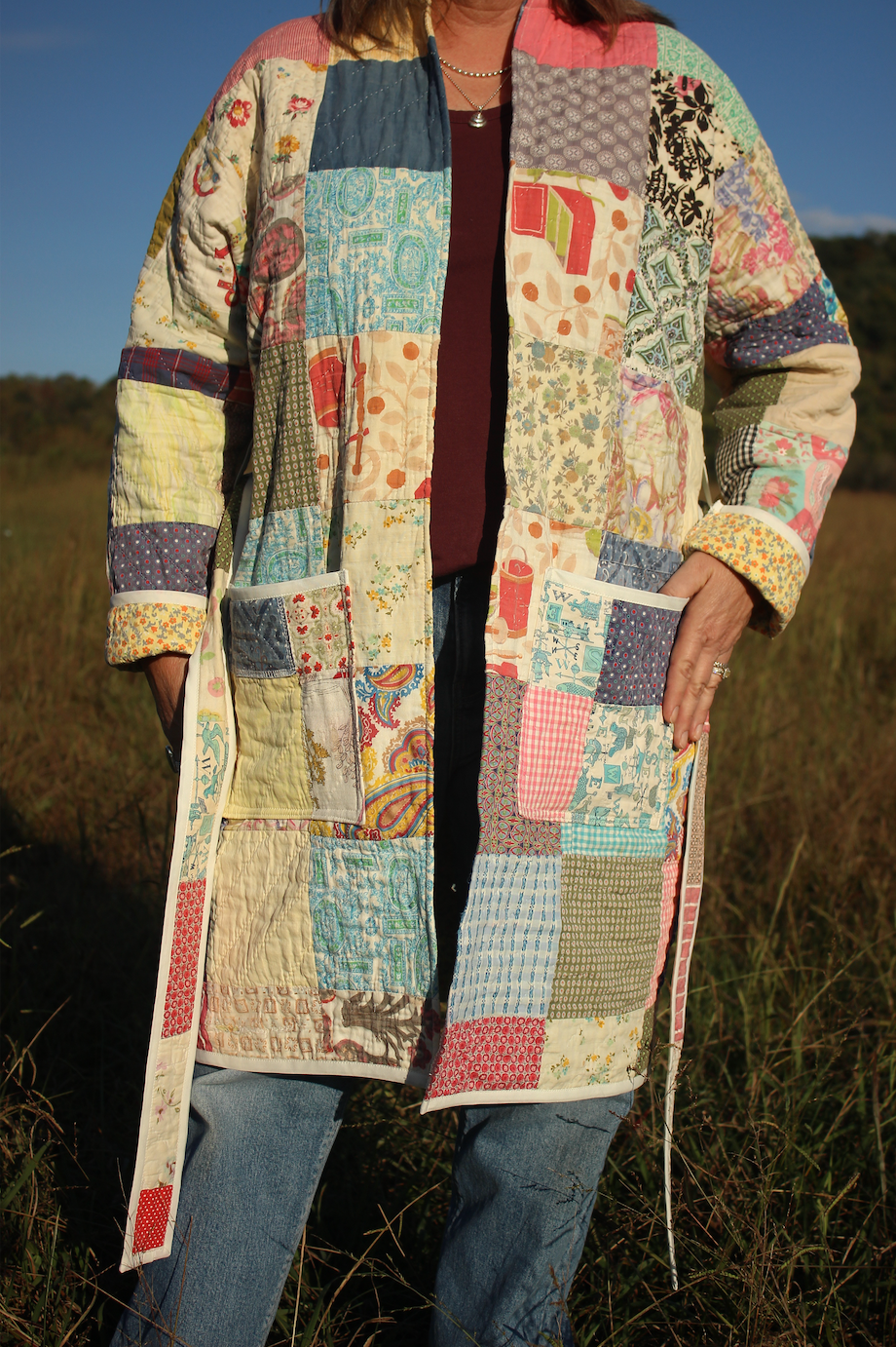 Quilt Coat - Patchwork Tie Waist