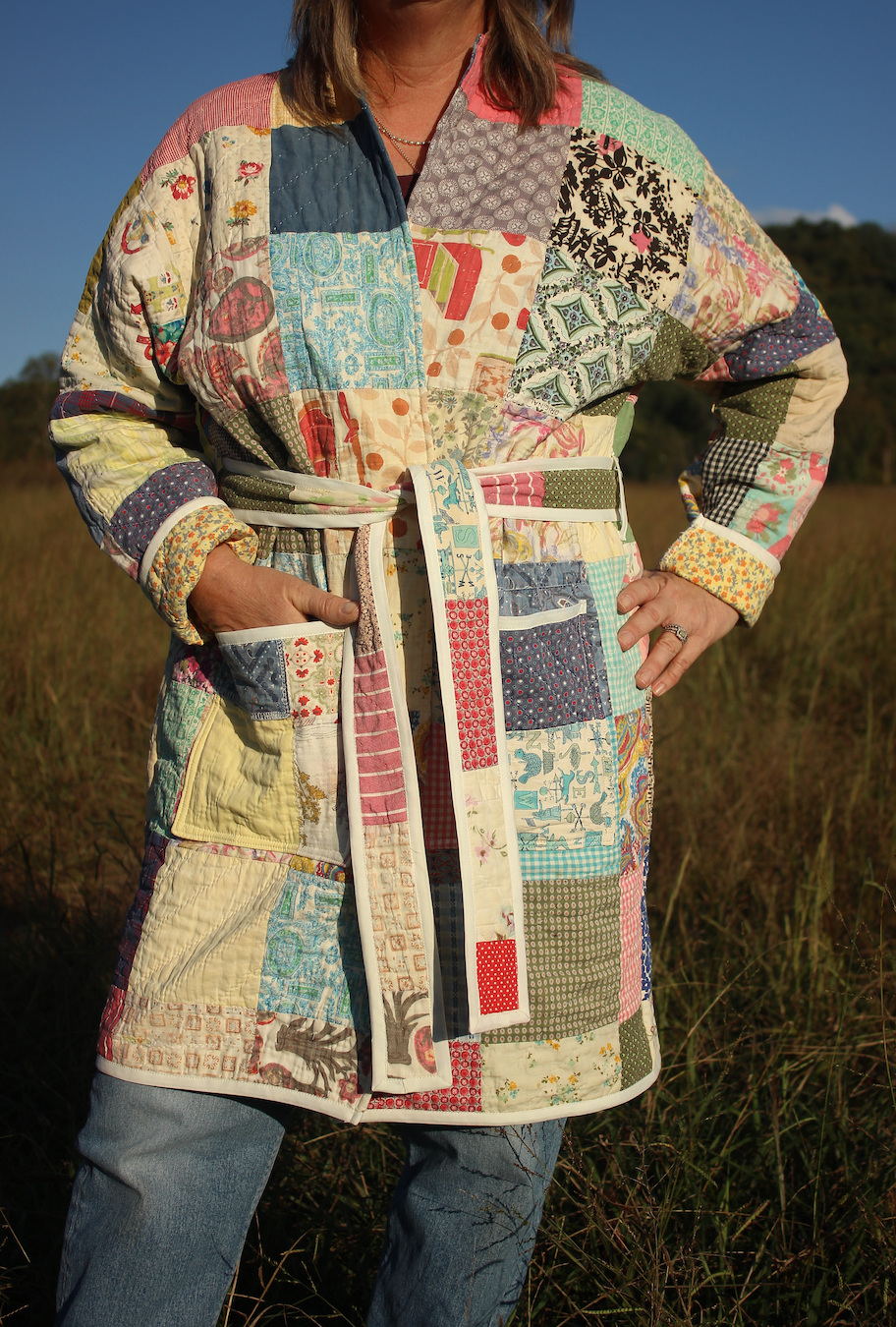 Quilt Coat - Patchwork Tie Waist