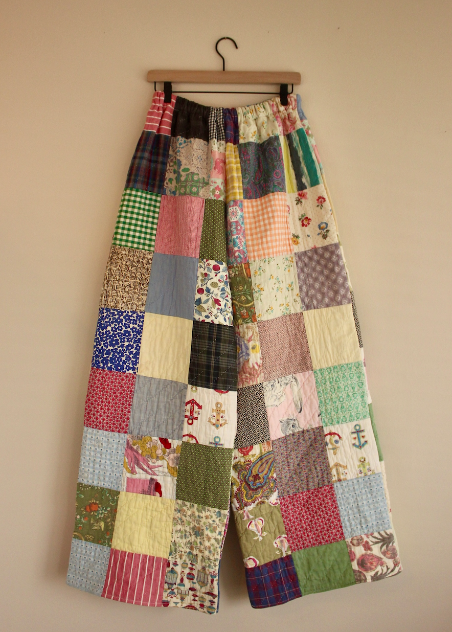 Wide Leg Quilt Pants - Patchwork