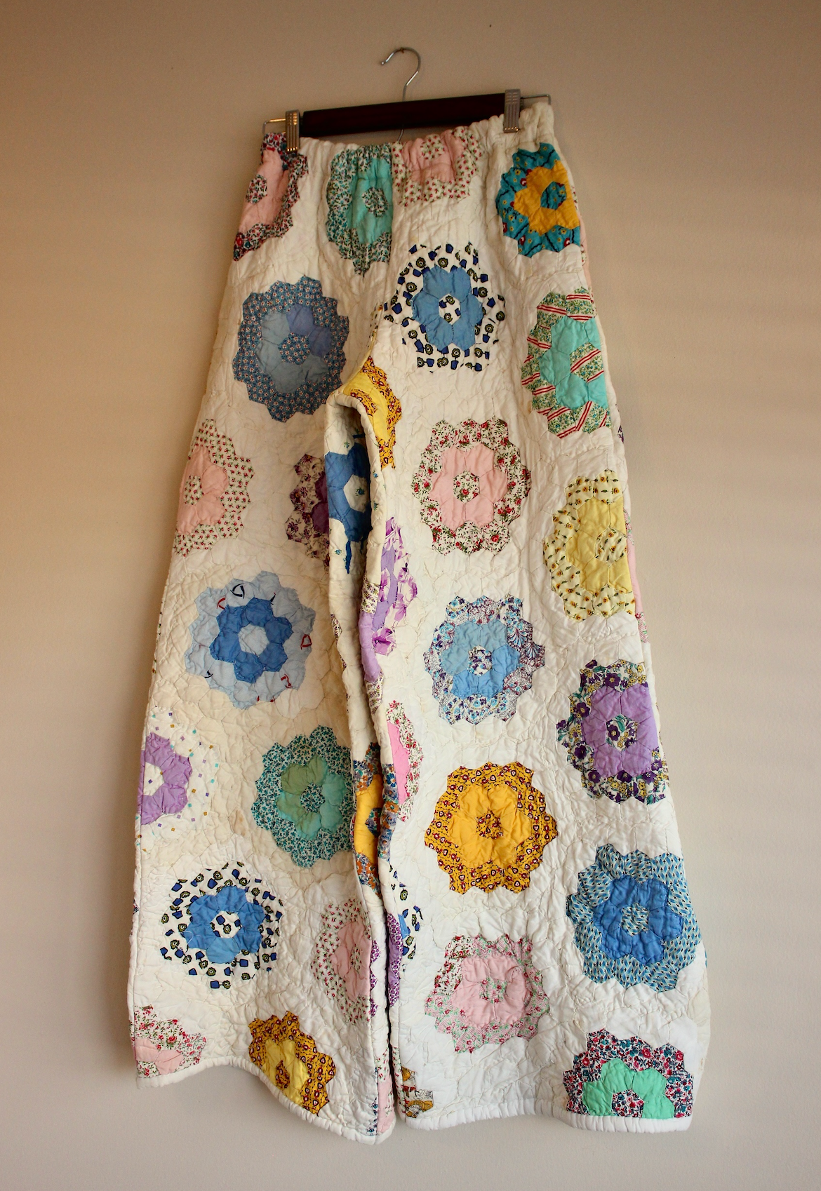 Wide Leg Quilt Pants - Grandmother's Flower Garden