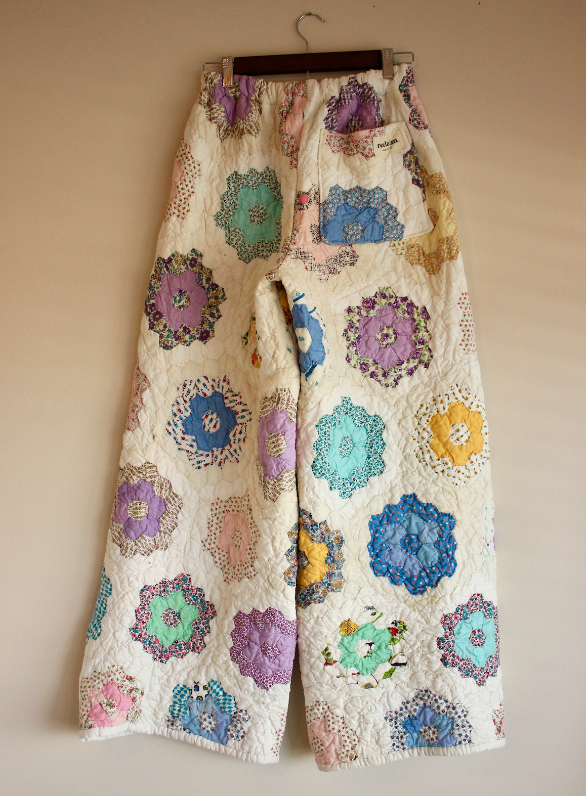 Wide Leg Quilt Pants - Grandmother's Flower Garden