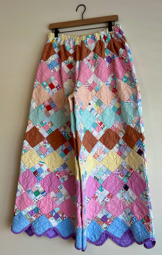 Wide Leg Quilt Pants - Postage Stamp