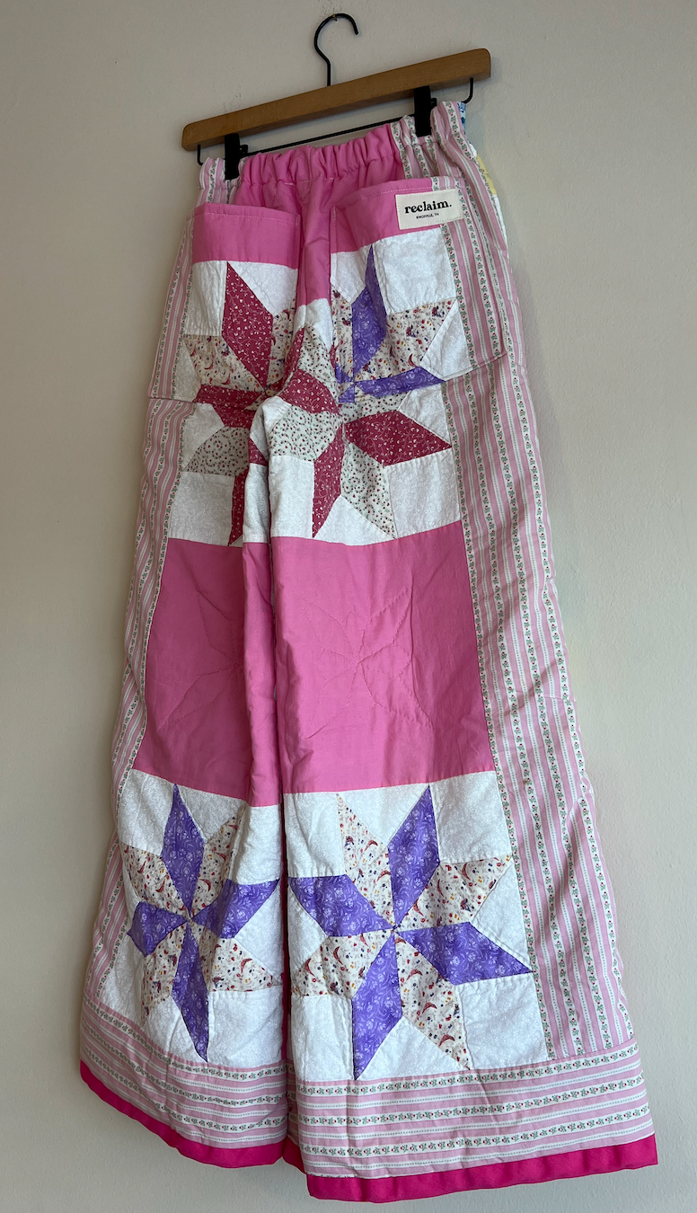 Wide Leg Quilt Pants - Pink LeMoyne Star