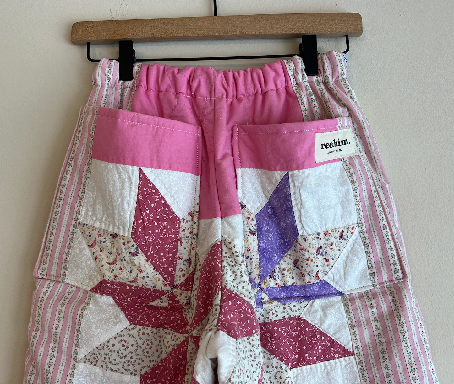 Wide Leg Quilt Pants - Pink LeMoyne Star