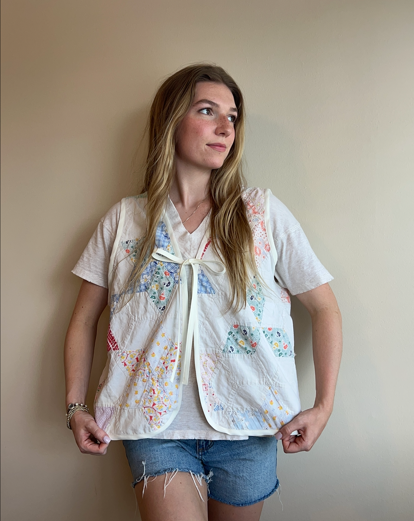 Quilt Vest- Feedsack 6 Point Star
