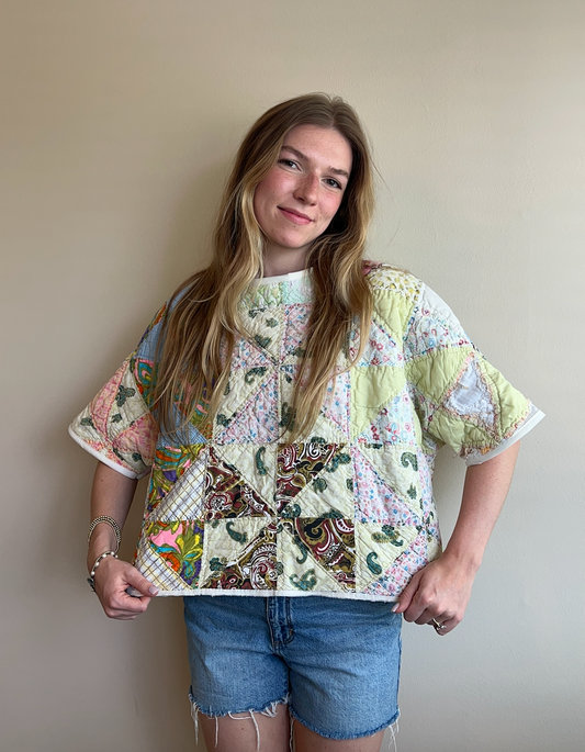 Short Sleeve Quilt Tee- Patchwork