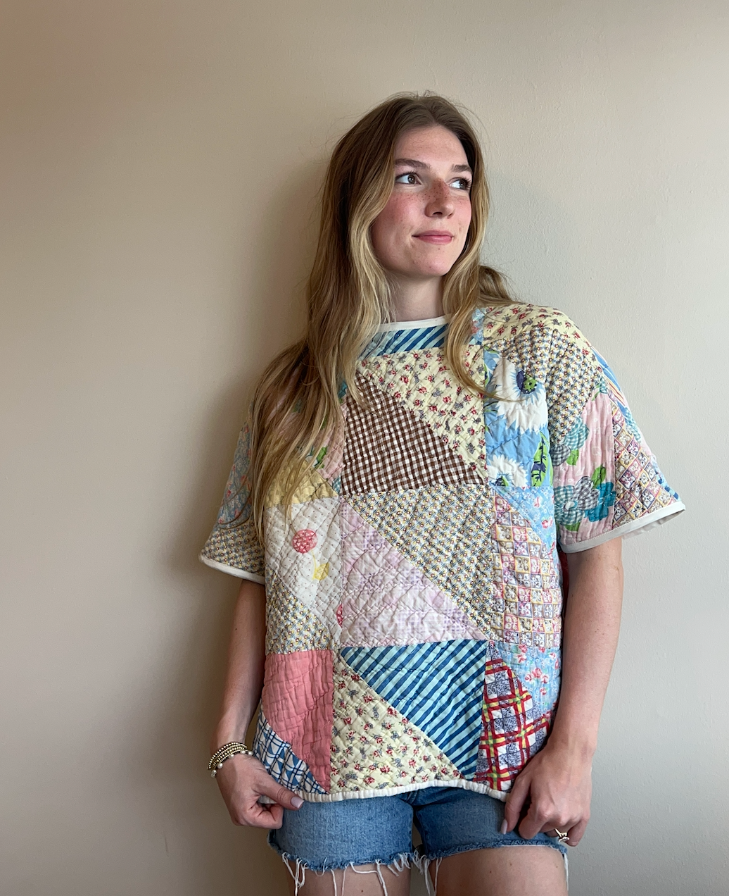 Short Sleeve Quilt Tee- Half-Square Triangle