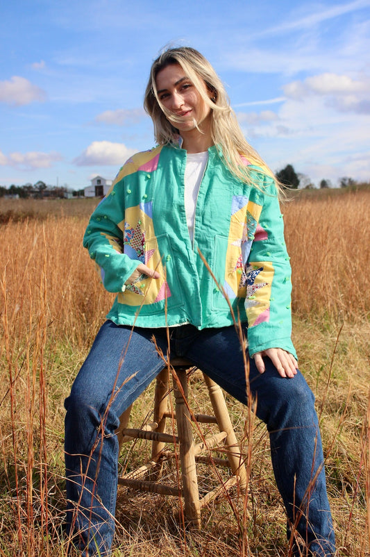 Quilt Coat - Pinwheel Flower