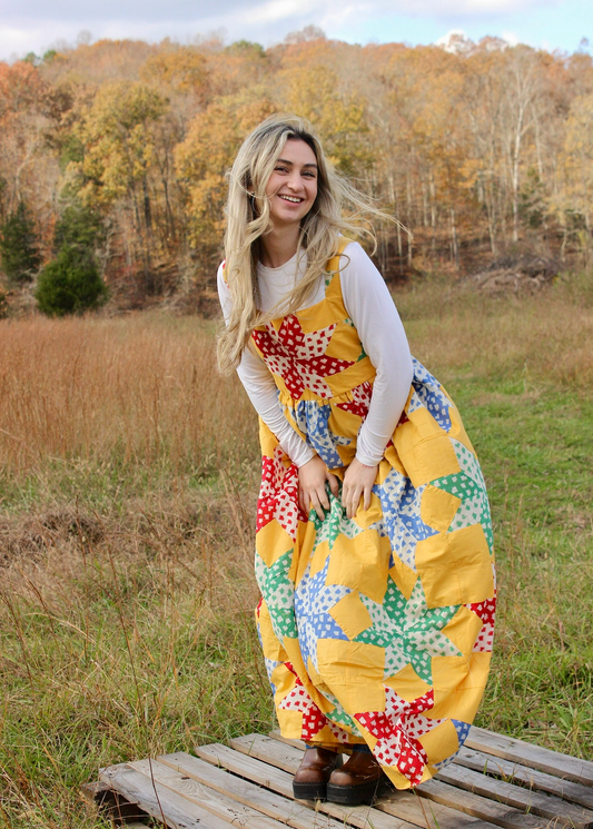 Quilt Top Dress - Yellow 8 Point Star