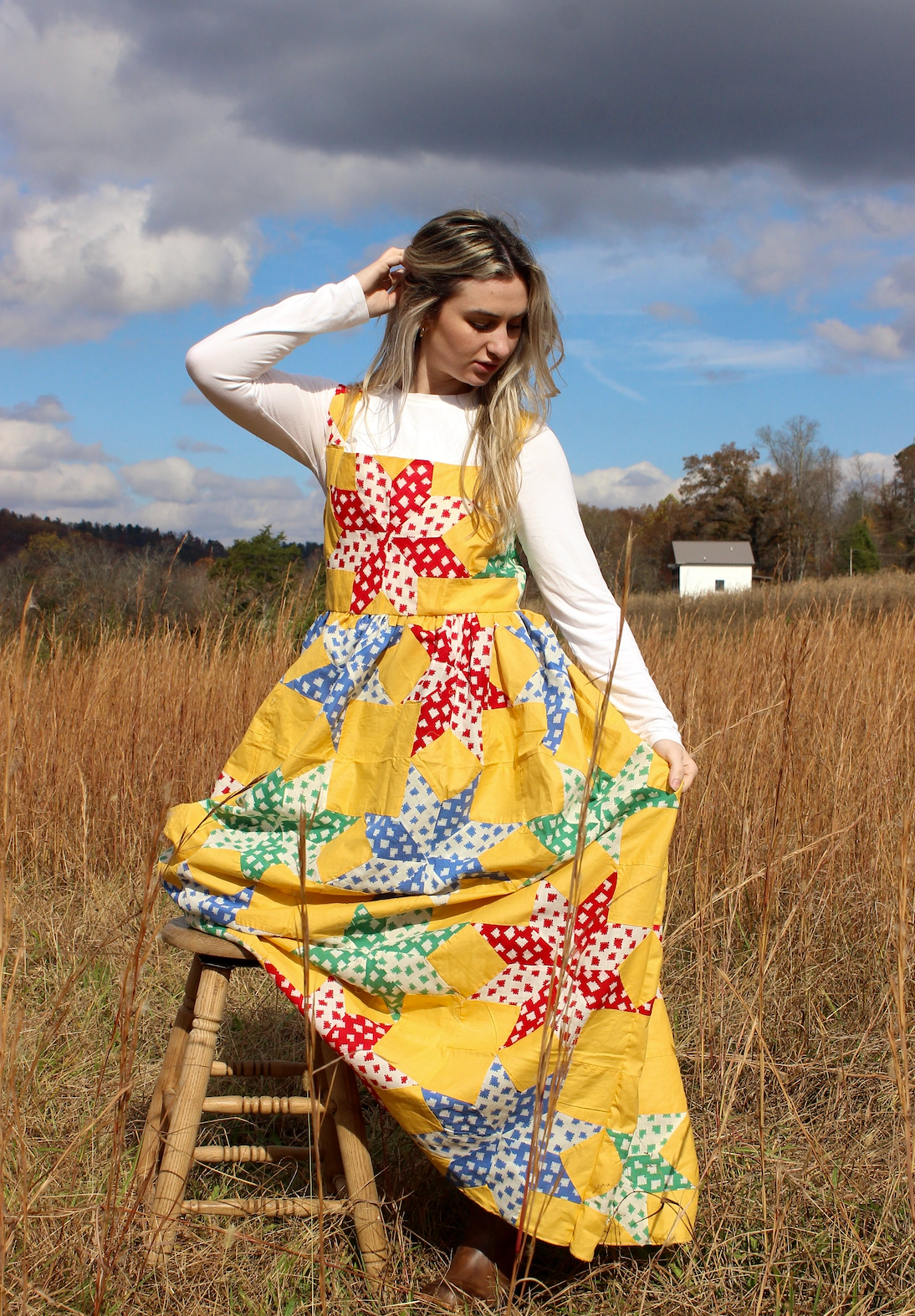 Quilt Top Dress - Yellow 8 Point Star