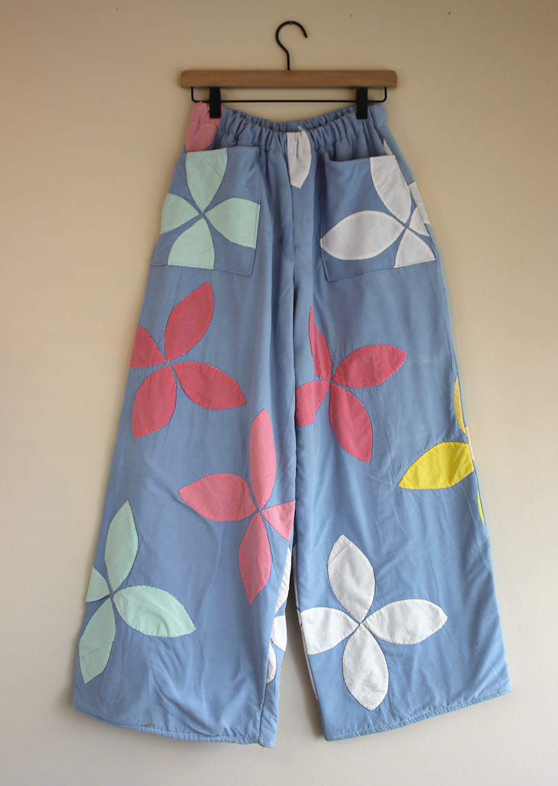 Wide Leg Quilt Pants - Orange Peel