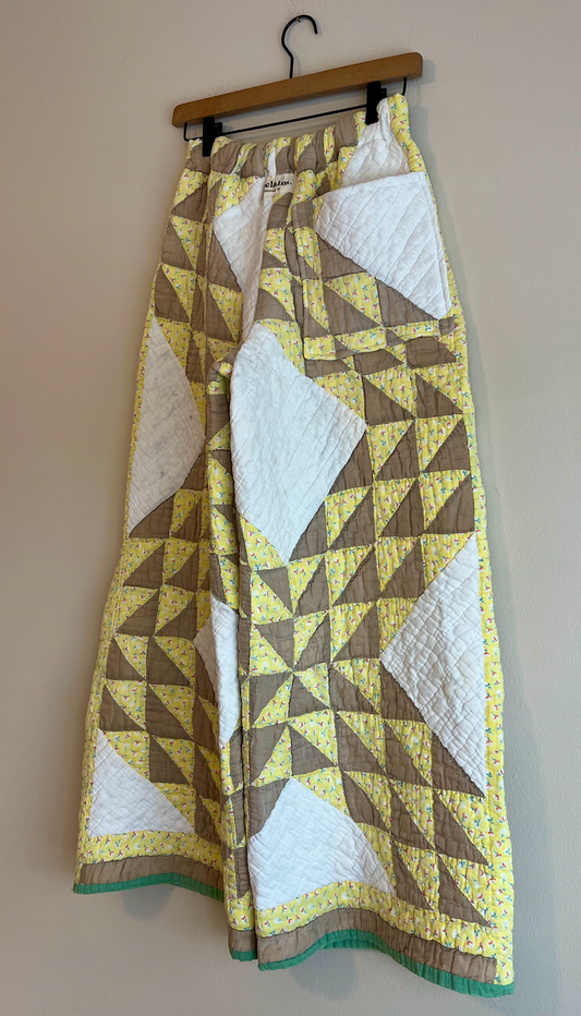 Wide Leg Quilt Pants - Ocean Wave