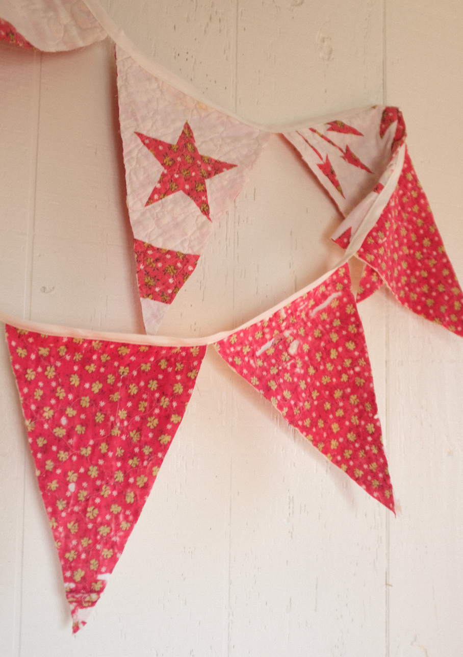 Quilt Bunting - Red + White