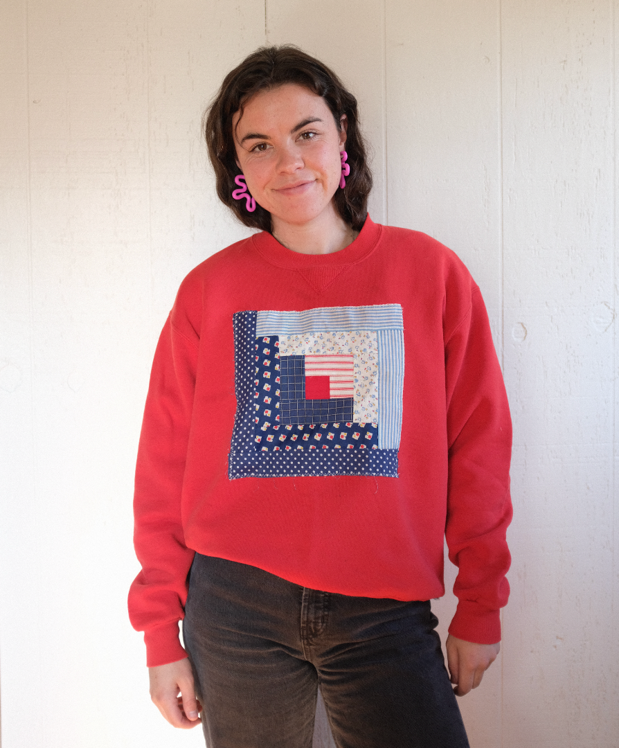 Quilt Patch Pullover - Red L