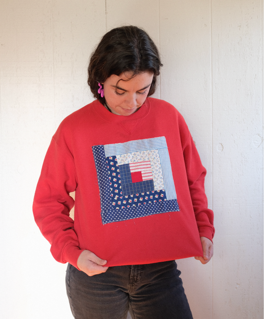 Quilt Patch Pullover - Red L