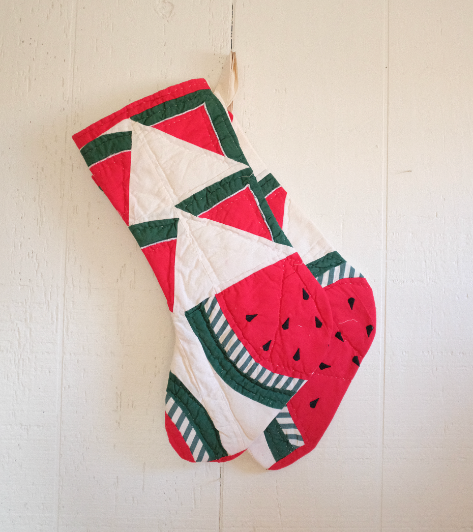 Quilt Stockings - Triangles + Watermelon