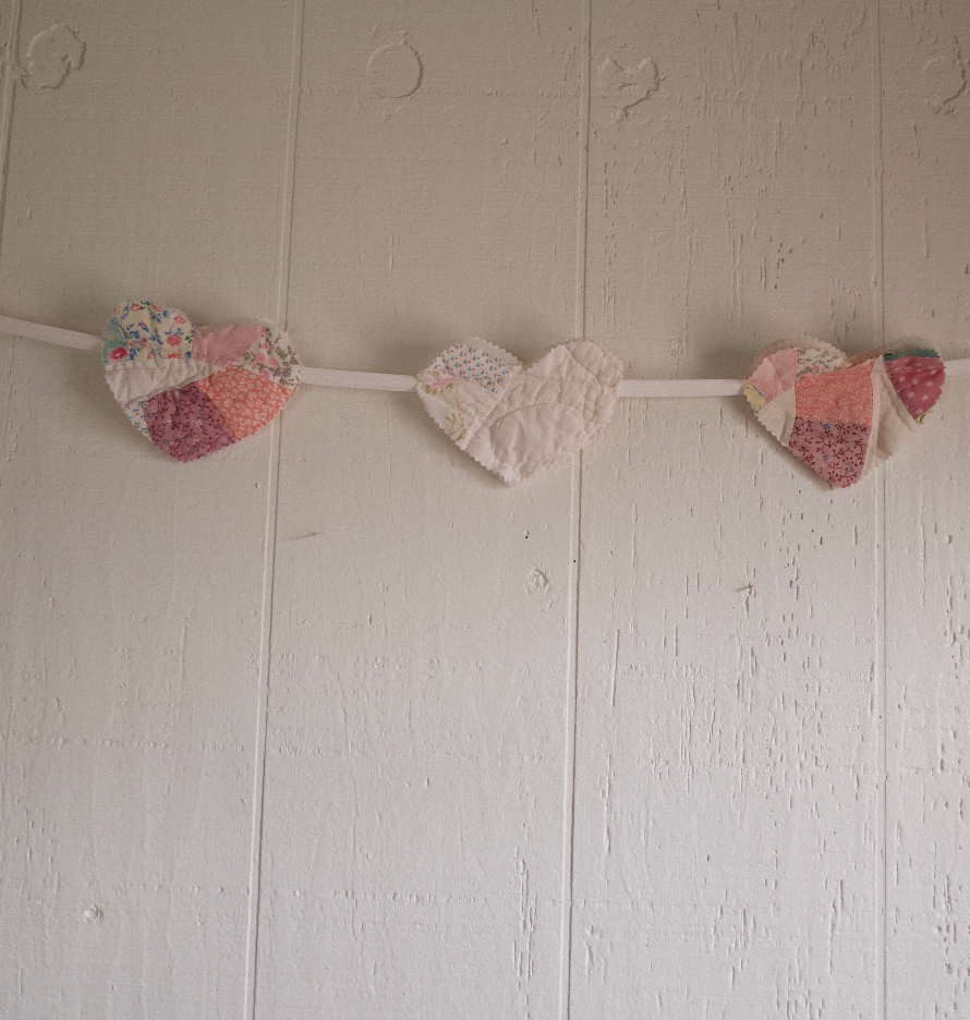 Quilt Heart Bunting - Pink Wedding Ring