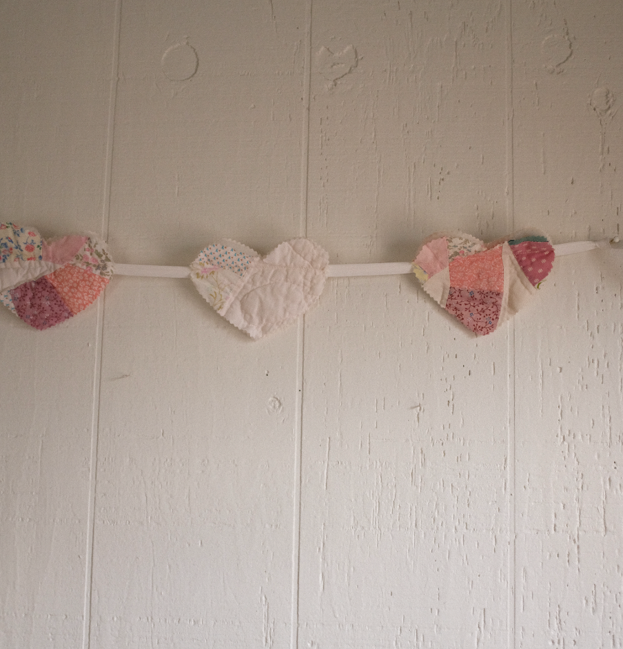Quilt Heart Bunting - Pink Wedding Ring