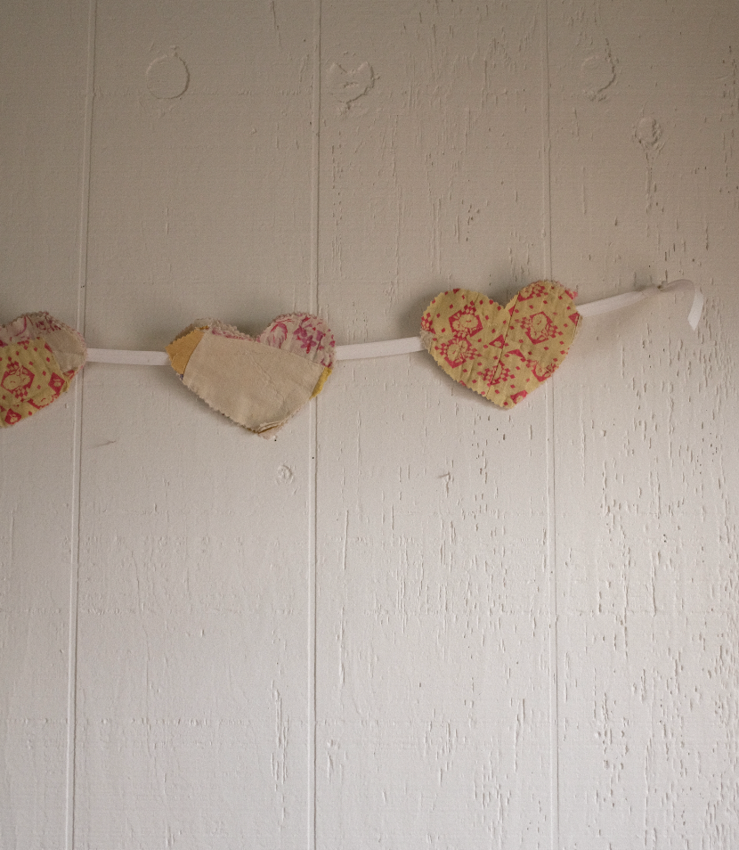 Quilt Heart Bunting - Yellow Squares