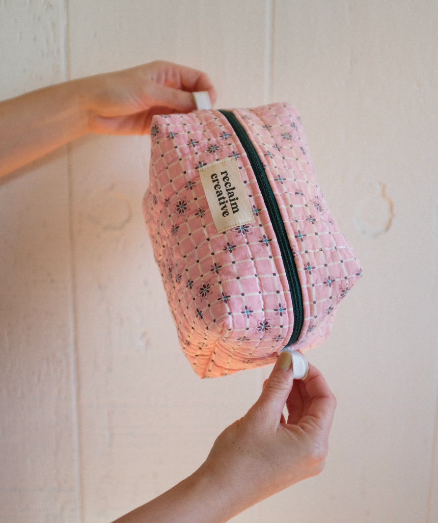 Large Quilt Pouch - Pink Gingham