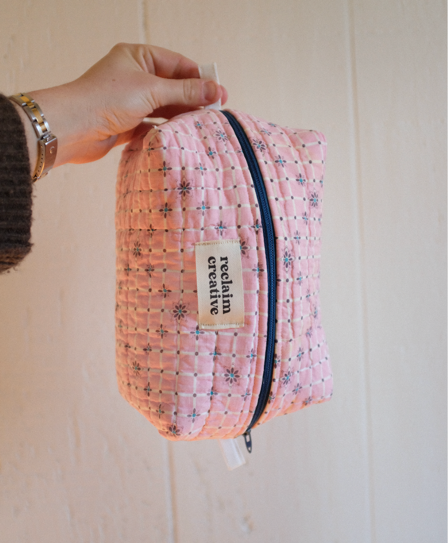 Large Quilt Pouch - Pink Gingham