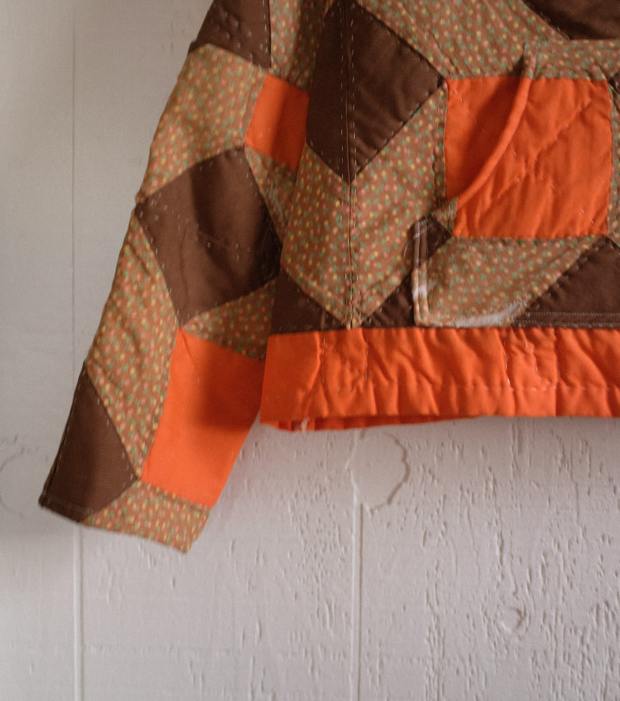 Quilt Hoodie - Orange + Brown Geometries