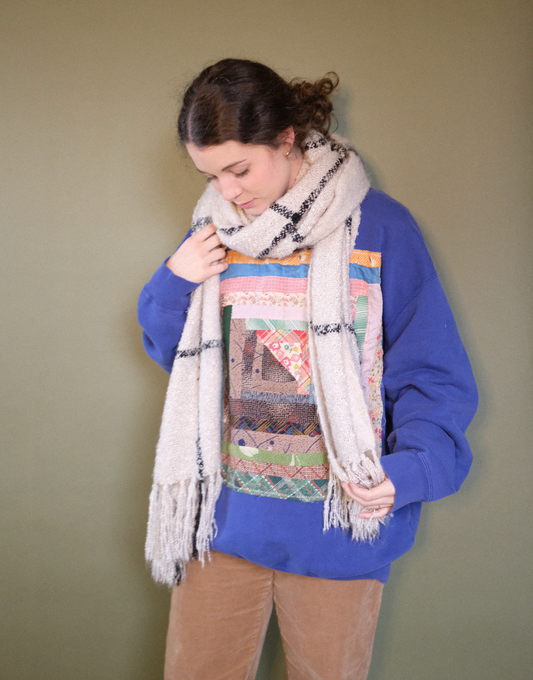 Quilt Patch Pullover - Blue Log Cabin XL