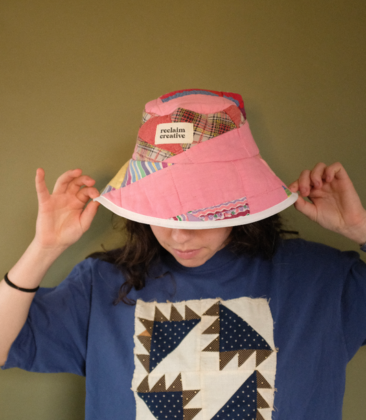 Quilt Bucket Hat - Pink Shoo Fly