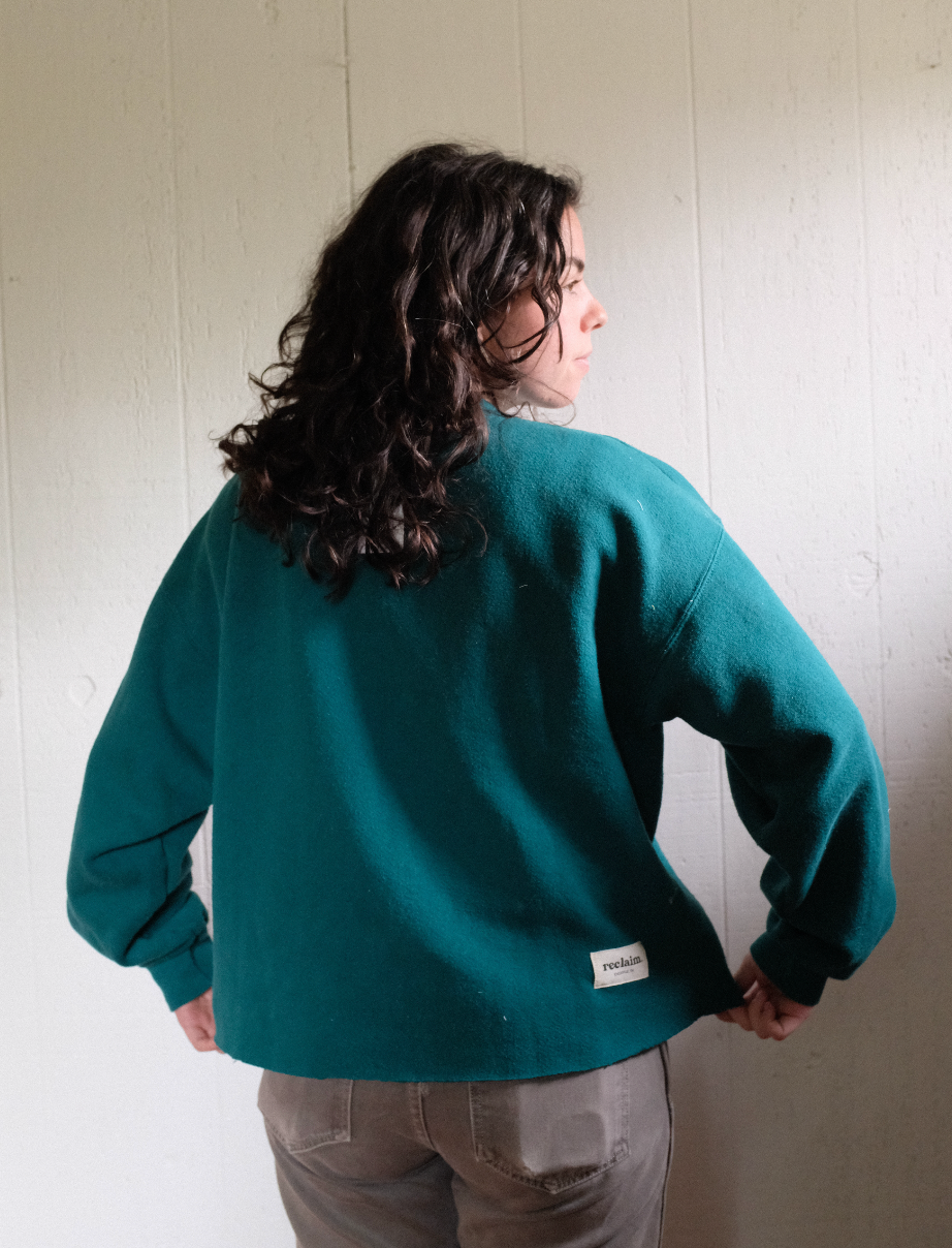Quilt Bow Pullover - Teal/Green L