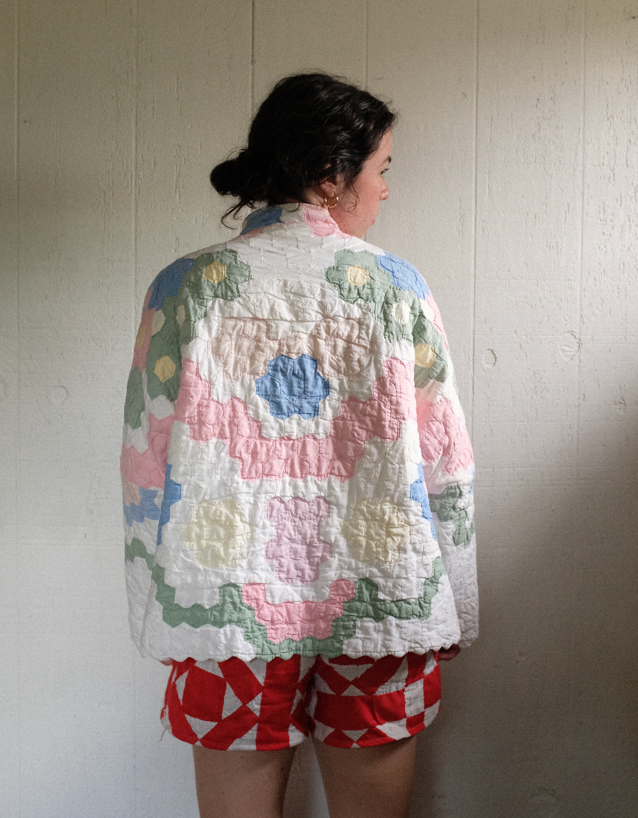 Quilt Coat - Pastel Flower Garden M/L