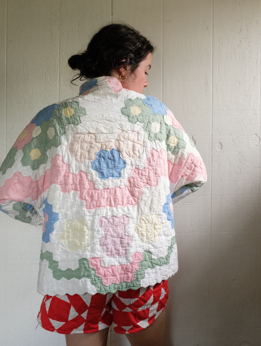 Quilt Coat - Pastel Flower Garden M/L