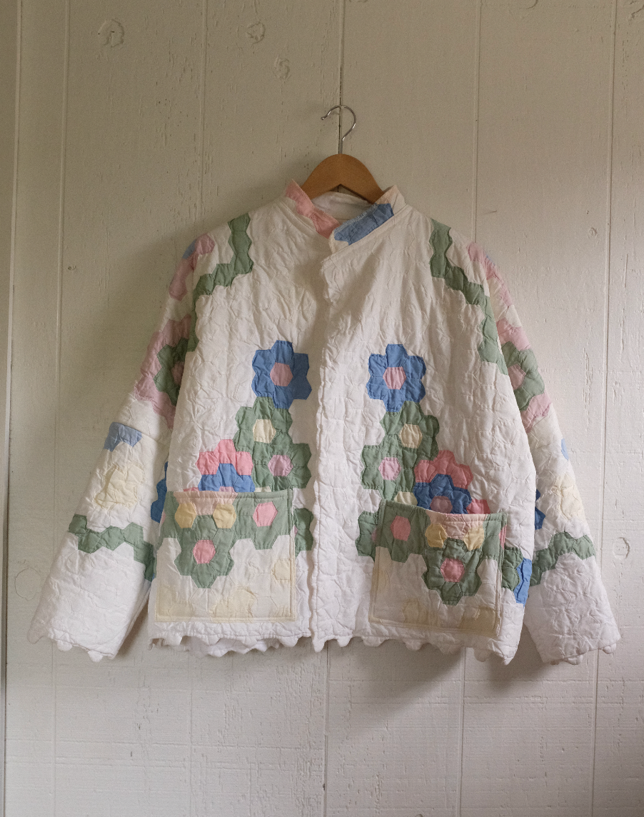 Quilt Coat - Pastel Flower Garden M/L