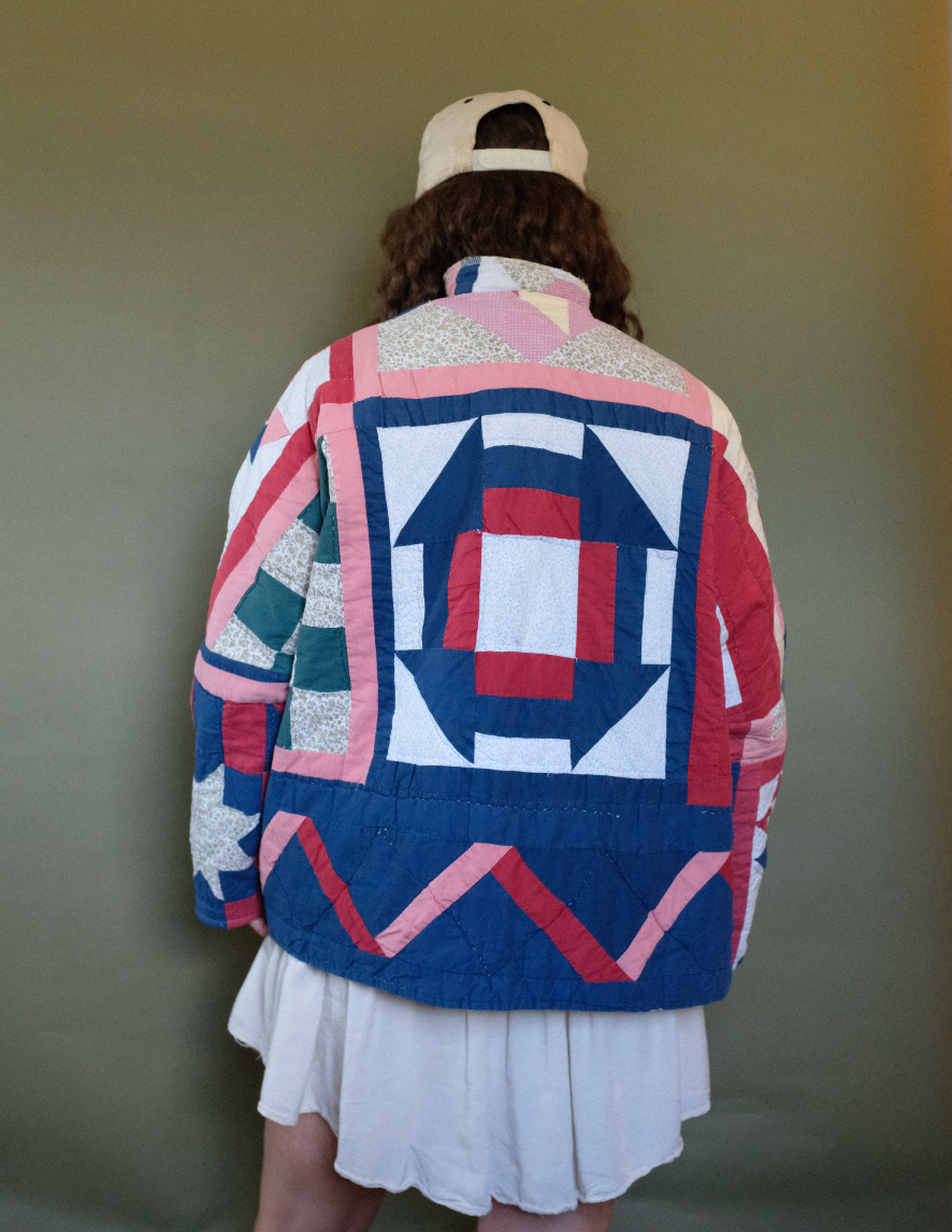 Quilt Coat - Blue + Red Churn Dash M/L