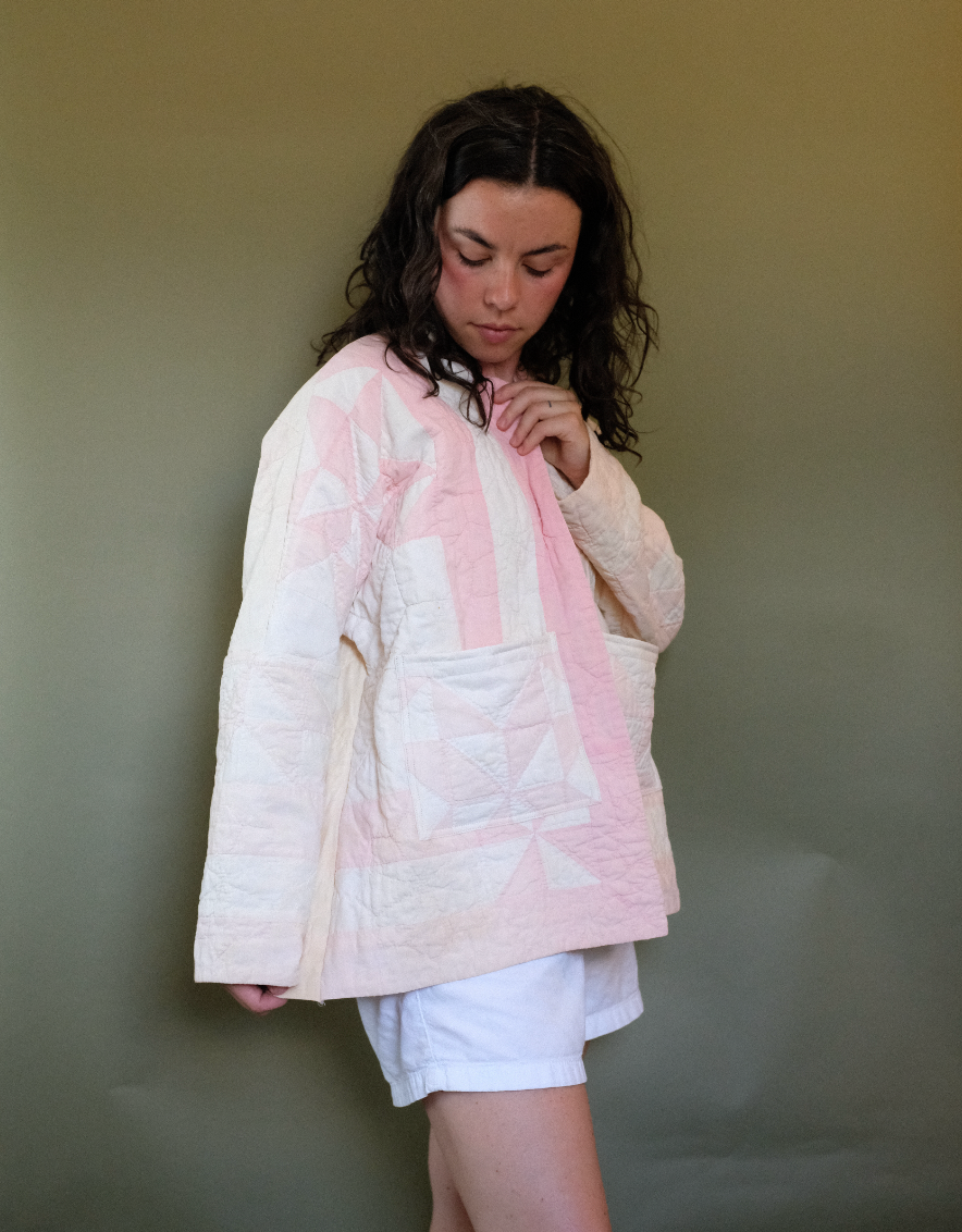 Quilt Coat - Pink Stars L/XL