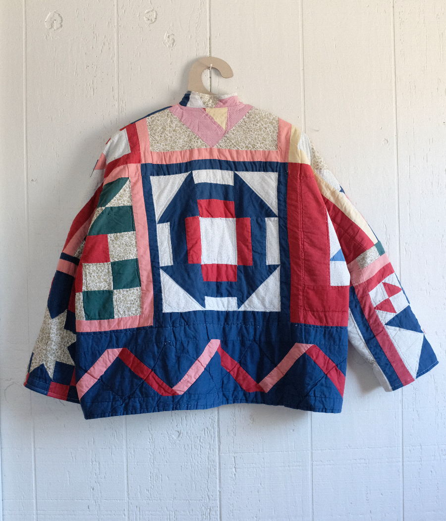 Quilt Coat - Blue + Red Churn Dash M/L