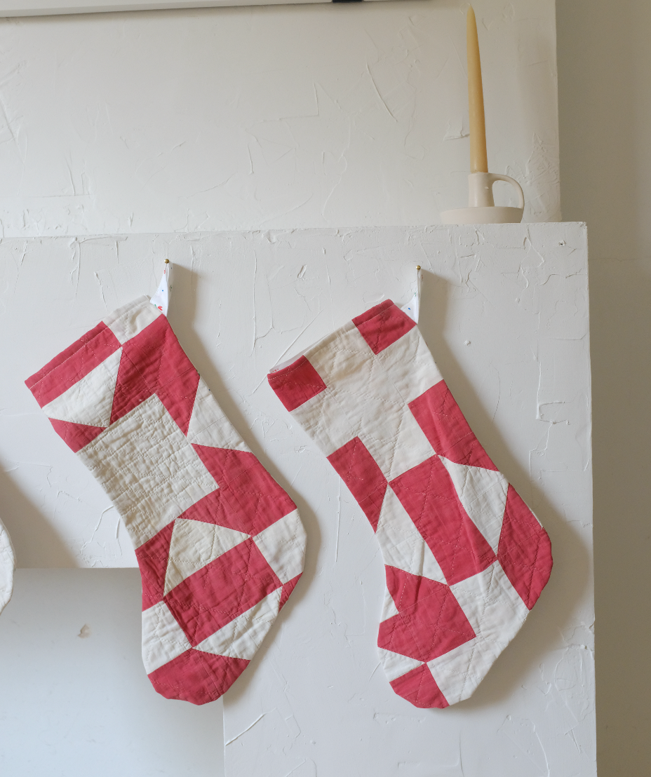 Quilt Stockings - Red + White Cross