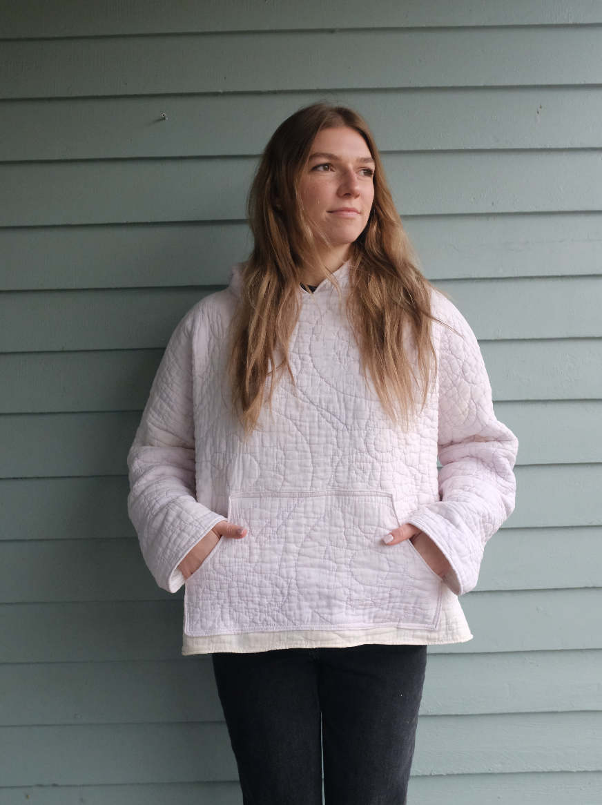 Quilt Hoodie - Neutral Purple