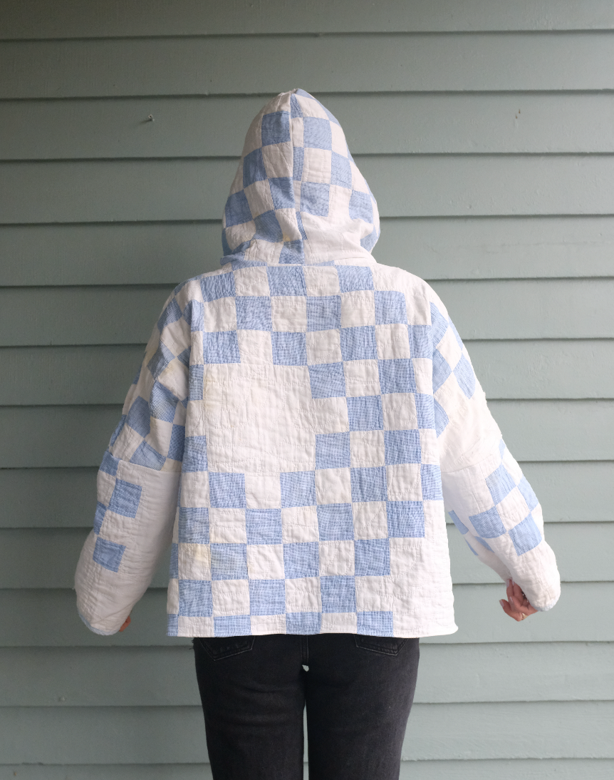 Quilt Hoodie - Blue Irish Chain