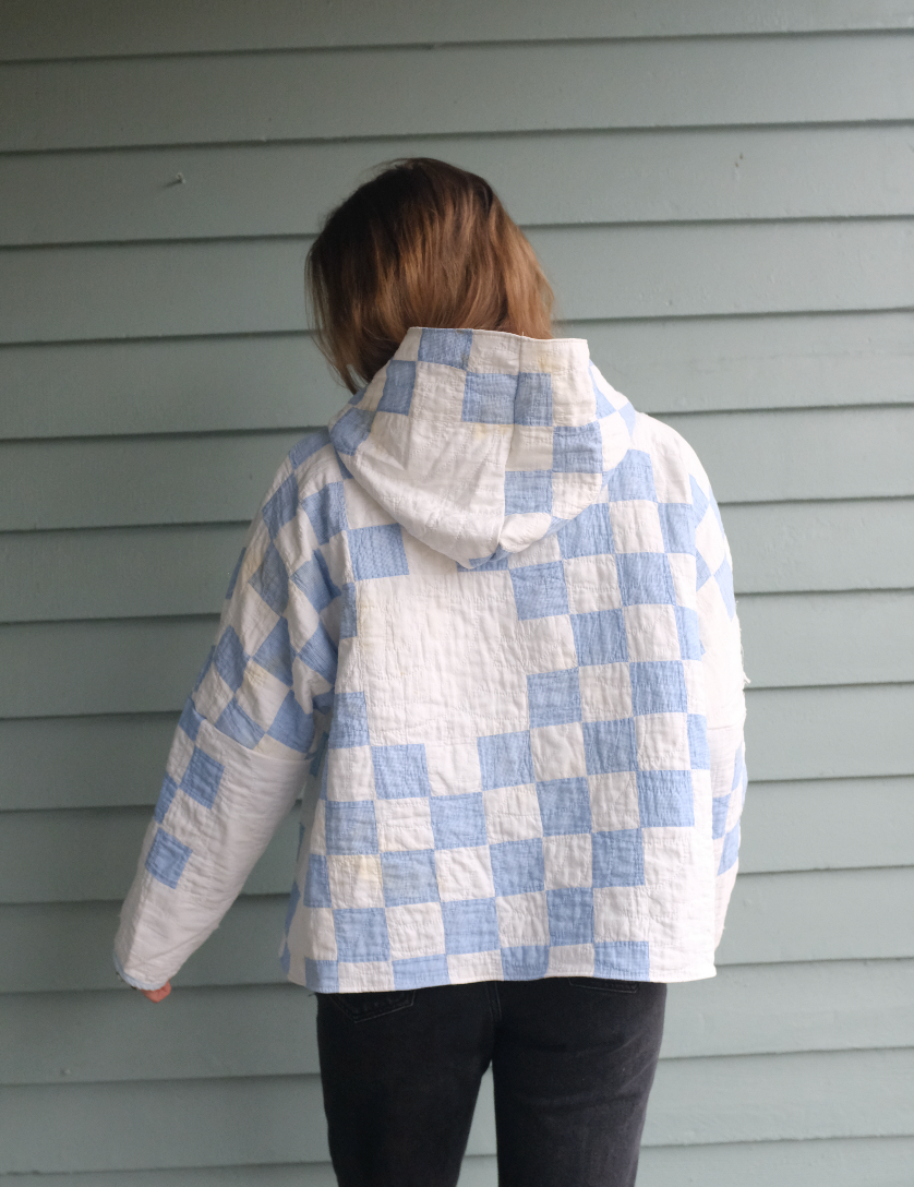 Quilt Hoodie - Blue Irish Chain