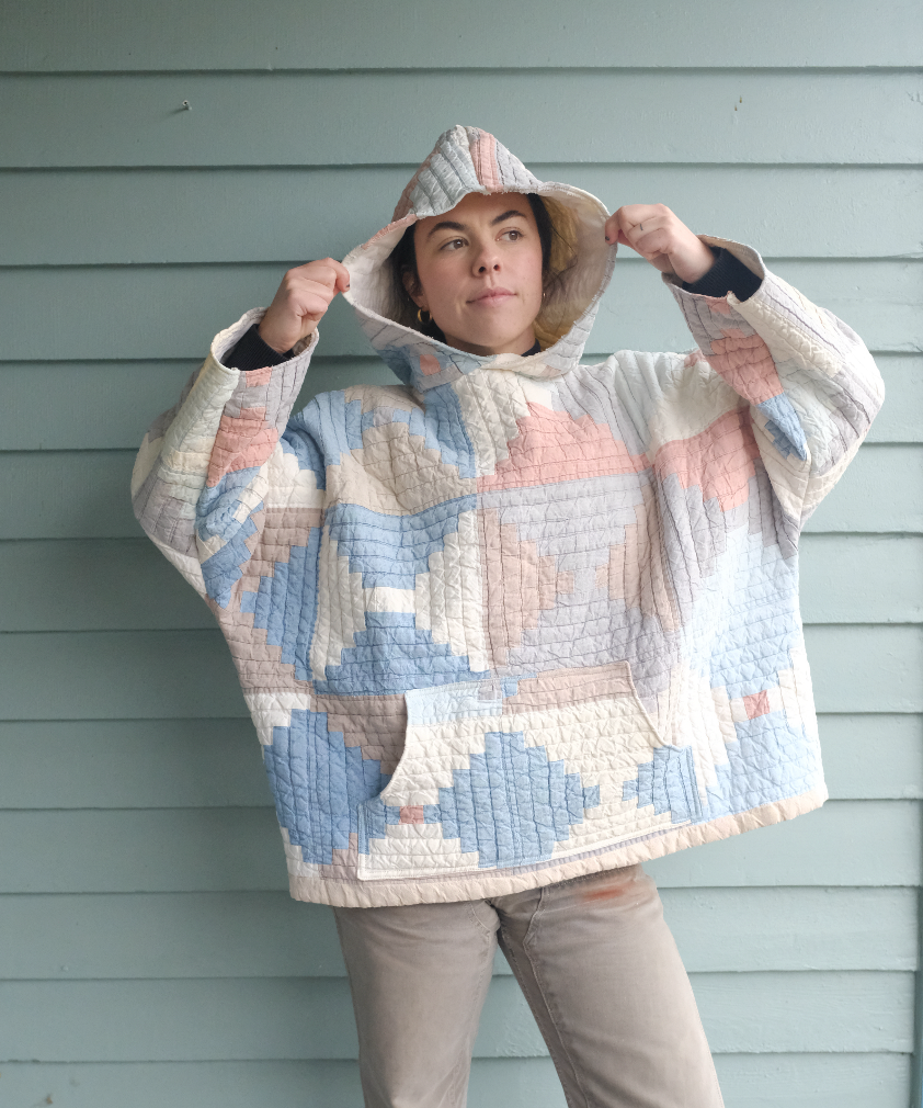 Quilt Hoodie - Pastel Log Cabin 01