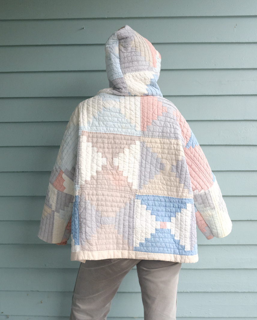 Quilt Hoodie - Pastel Log Cabin 01