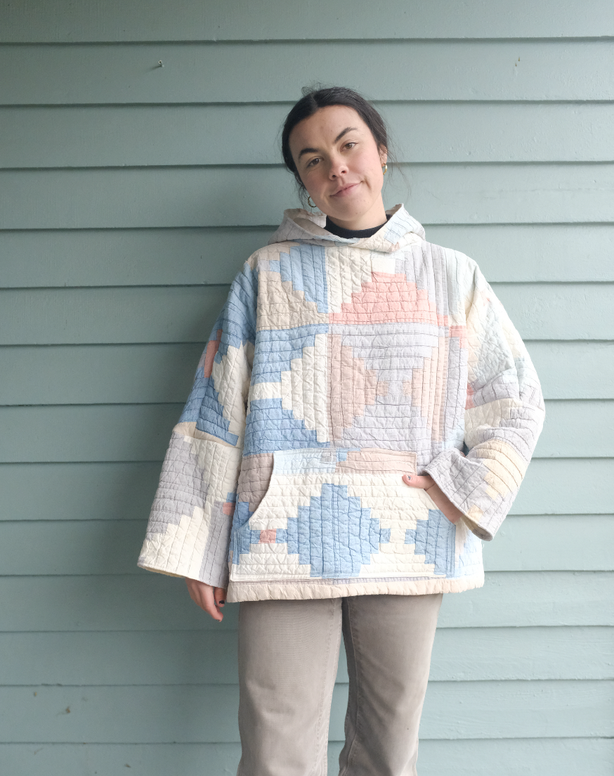 Quilt Hoodie - Pastel Log Cabin 01