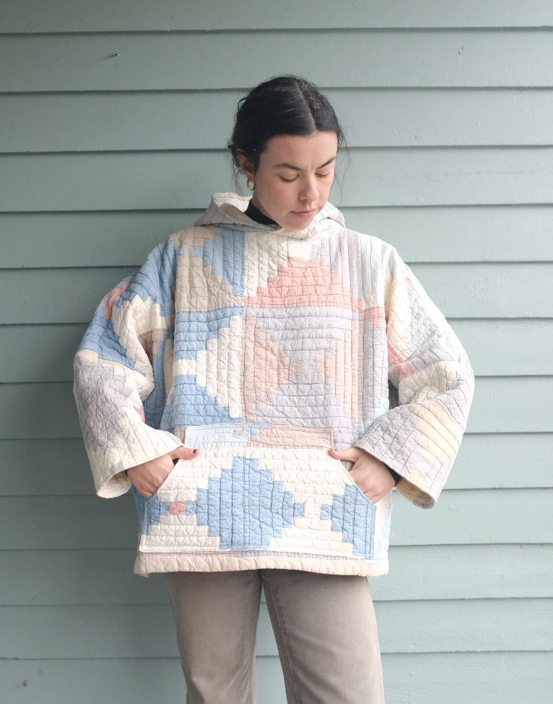 Quilt Hoodie - Pastel Log Cabin 01